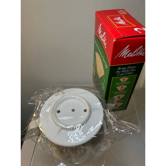 Simply Charmed Pour Over White Ceramic Coffee Dripper with Melitta Brown Filter - Picture 5 of 7